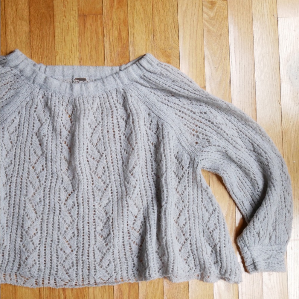 Free people peasant style pale blue knit sweater - Picture 6 of 7